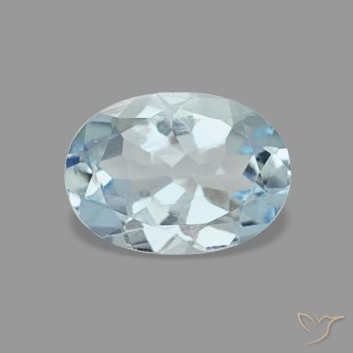 Aguamarina azul natural de 0,60 ct, corte óvalo, VVS