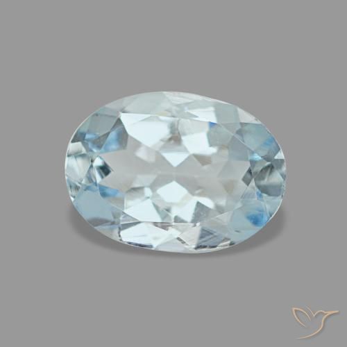 Aguamarina azul natural de 0,60 ct, corte óvalo, VVS