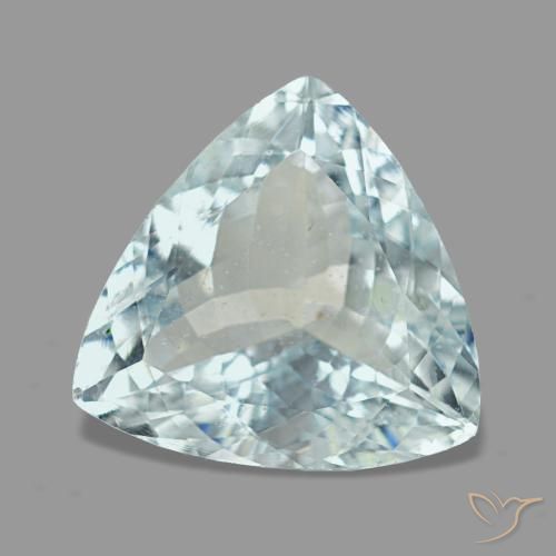 Aguamarina azul natural de 3,21 ct, trillón, VS