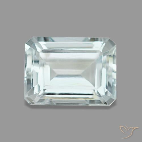 Aguamarina azul de 1,67 ct, corte esmeralda, VS