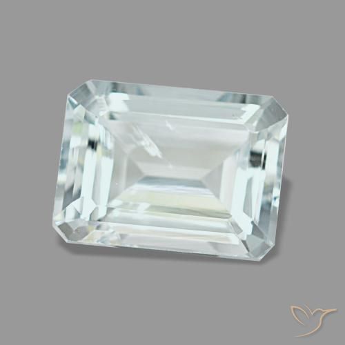 Aguamarina azul natural de 1,67 ct, corte esmeralda, VS