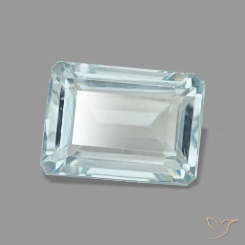 Aguamarina azul natural de 1,65 ct, corte esmeralda, VS