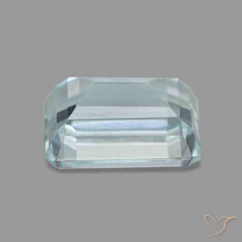 Aguamarina azul natural de 1,65 ct, corte esmeralda, VS