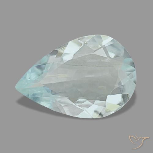 Aguamarina azul natural de 1,74 ct, en forma de pera, VS