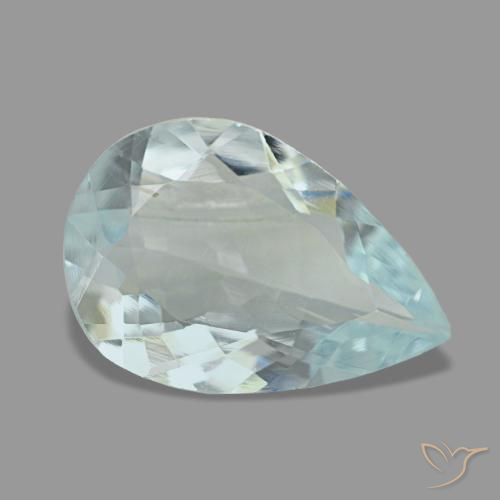 Aguamarina azul natural de 1,74 ct, en forma de pera, VS