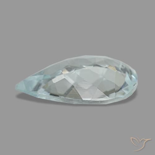 Aguamarina azul natural de 1,74 ct, en forma de pera, VS