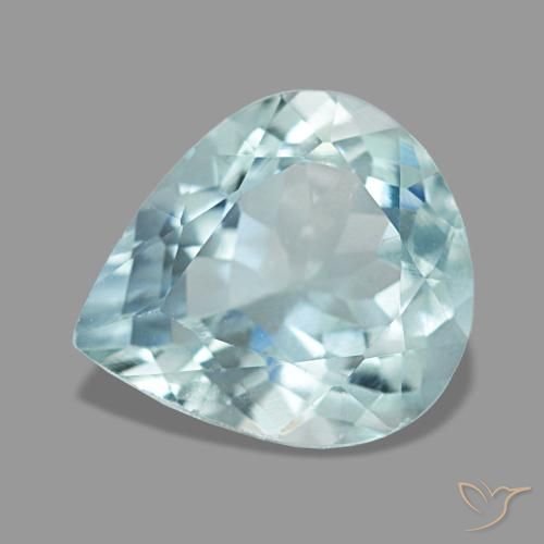 Aguamarina azul natural de 1,92 ct, en forma de pera, VS