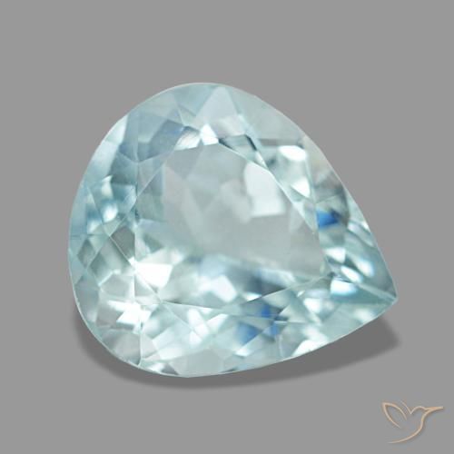 Aguamarina azul natural de 1,92 ct, en forma de pera, VS