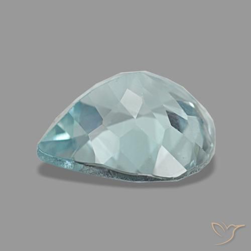 Aguamarina azul natural de 1,92 ct, en forma de pera, VS