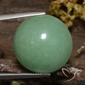 Venturina Verde musgo pálido natural de 24.39 ct, Redondo, Translúcido