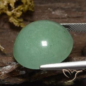 Venturina Verde musgo pálido natural de 24.39 ct, Redondo, Translúcido