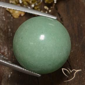 Venturina Verde musgo pálido natural de 23.26 ct, Redondo, Opaco