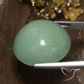 Venturina Verde musgo pálido natural de 23.26 ct, Redondo, Opaco