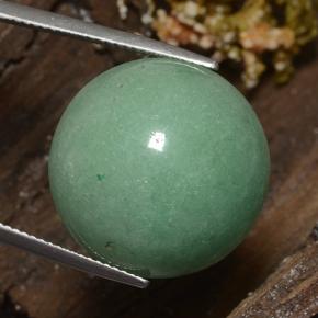 Venturina Verde musgo pálido natural de 24.50 ct, Corte Redondo, Opaco