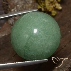 Venturina Verde medio natural de 24.31 ct, Redondo, Opaco