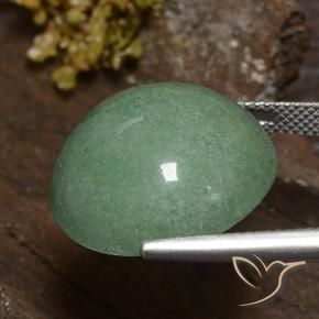 Venturina Verde medio natural de 24.31 ct, Redondo, Opaco
