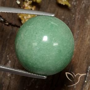 Venturina Verde musgo pálido natural de 23.68 ct, Redondo, Opaco