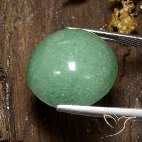 Venturina Verde musgo pálido natural de 23.68 ct, Redondo, Opaco