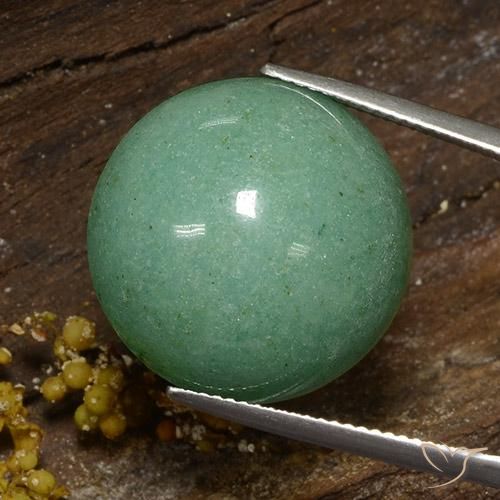 Venturina Verde medio natural de 24.56 ct, Redondo, Opaco