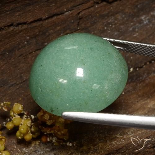 Venturina Verde medio natural de 24.56 ct, Redondo, Opaco