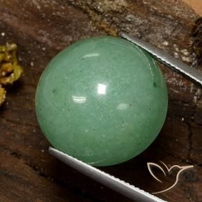 Venturina Verde musgo pálido natural de 25.70 ct, Redondo, Opaco