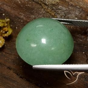 Venturina Verde musgo pálido natural de 25.70 ct, Redondo, Opaco