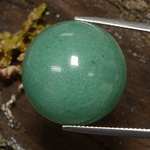 Aventurina verde natural de 26,90 ct, corte redondo, opaco