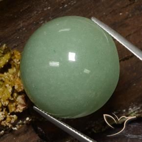 Venturina Verde musgo cálido natural de 48.14 ct, Redondo, Opaco