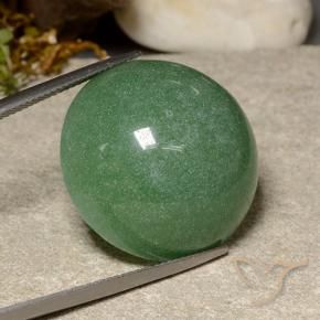 Venturina Verde pino natural de 46.56 ct, Redondo, Translúcido