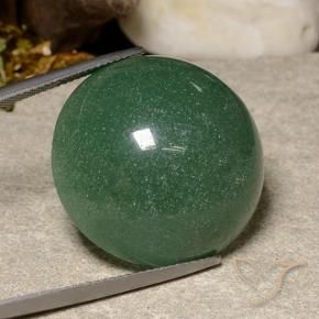 Venturina Verde medio natural de 47.09 ct, Redondo, Translúcido
