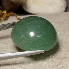 Venturina Verde medio natural de 47.09 ct, Redondo, Translúcido