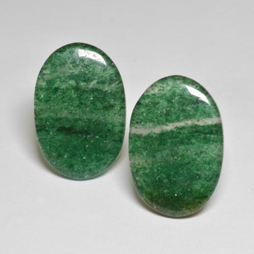 Gemas de Venturina Verde intenso natural de 17.78 ct, Corte Óvalo, Translúcido