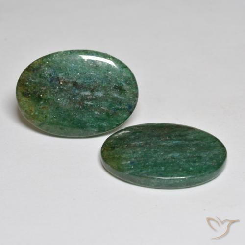 Gemas de Venturina Verde medio natural de 17.37 ct, Ovalada, Translúcido