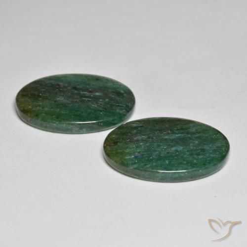 Gemas de Venturina Verde medio natural de 17.37 ct, Ovalada, Translúcido