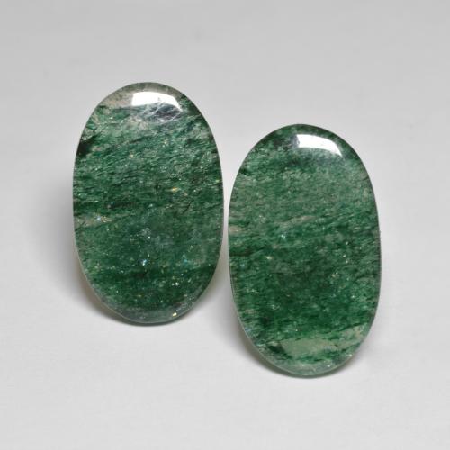 Gemas de Venturina Verde oscuro natural de 21.84 ct, Corte Óvalo, Translúcido