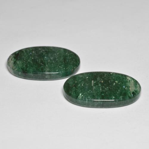 Gemas de Venturina Verde oscuro natural de 21.84 ct, Corte Óvalo, Translúcido