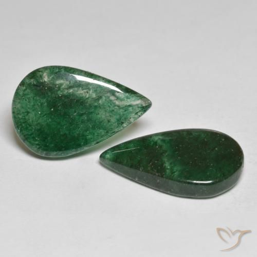 Gemas de Venturina Verde oscuro natural de 12.89 ct, En forma de pera, Translúcido