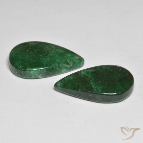 Gemas de Venturina Verde oscuro natural de 12.89 ct, En forma de pera, Translúcido