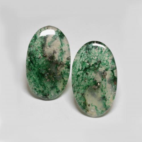 Gemas de aventurina verde natural de 16,57 ct, corte óvalo, translúcido