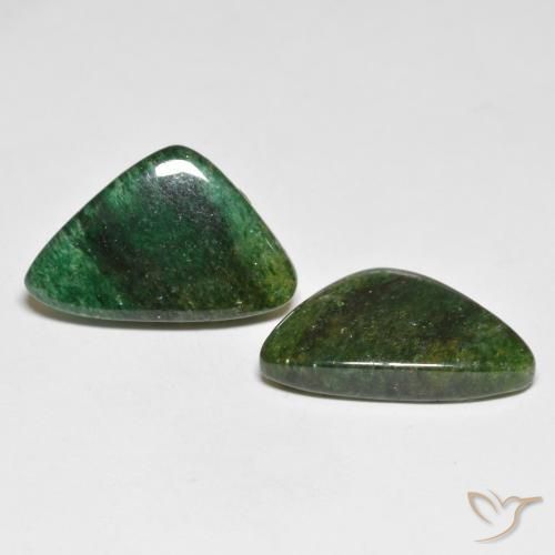 Gemas de Venturina Verde oscuro natural de 12.29 ct, Trillón, Translúcido