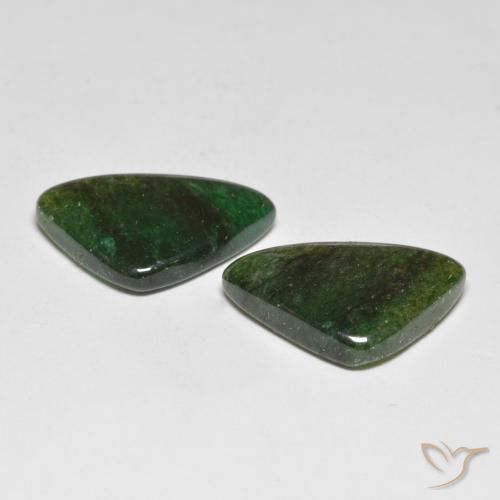 Gemas de Venturina Verde oscuro natural de 12.29 ct, Trillón, Translúcido