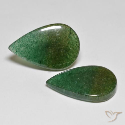 Gemas de Venturina Verde oscuro natural de 16.26 ct, En forma de pera, Translúcido