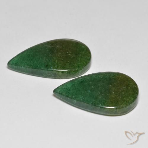 Gemas de Venturina Verde oscuro natural de 16.26 ct, En forma de pera, Translúcido
