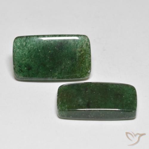 Gemas de Venturina Verde intenso natural de 14.17 ct, Corte Baguette, Translúcido