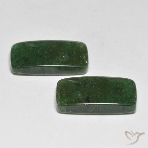 Gemas de Venturina Verde intenso natural de 14.17 ct, Corte Baguette, Translúcido