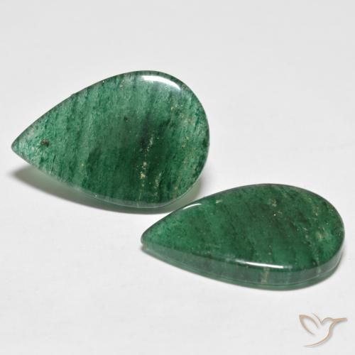Gemas de Venturina Verde esmeralda medio natural de 18.08 ct, En forma de pera, Translúcido