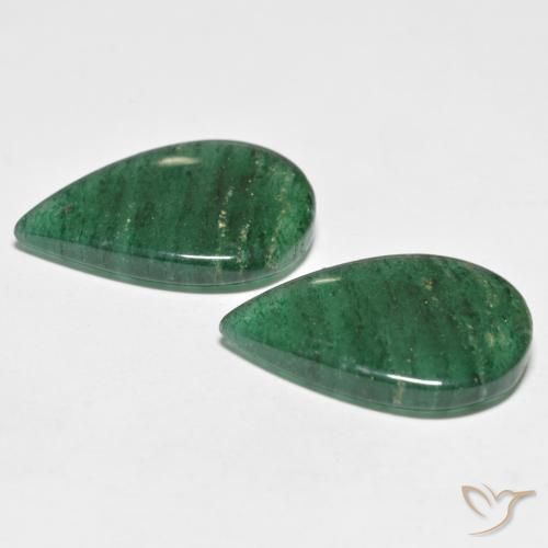 Gemas de Venturina Verde esmeralda medio natural de 18.08 ct, En forma de pera, Translúcido