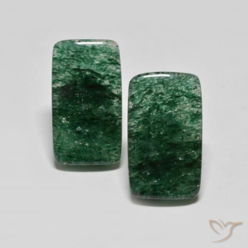 Gemas de Venturina Verde frío natural de 14.76 ct, Corte Baguette, Translúcido