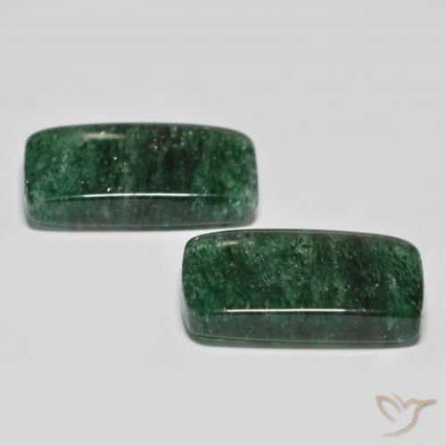 Gemas de Venturina Verde frío natural de 14.76 ct, Corte Baguette, Translúcido