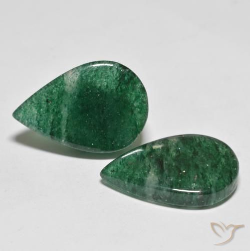 Gemas de Venturina Verde oscuro natural de 16.74 ct, En forma de pera, Translúcido